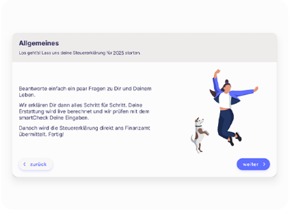 Vorschau: Smartsteuer Beginn der Steuererklärung